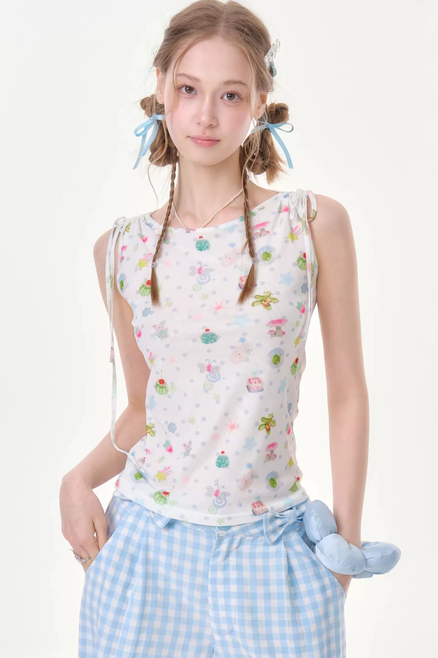 Polka Dot Off-Shoulder Vest