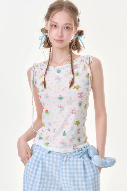Polka Dot Off-Shoulder Vest