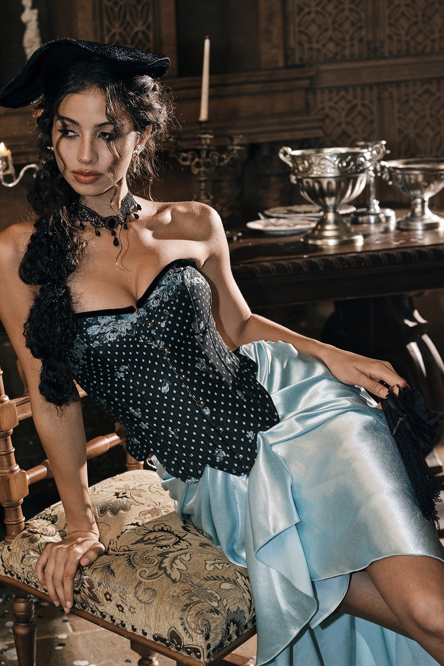 French Retro Fishbone Corset Skirt Dress Set-Up