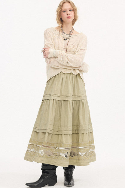 Hollow Lace A-Line Skirt