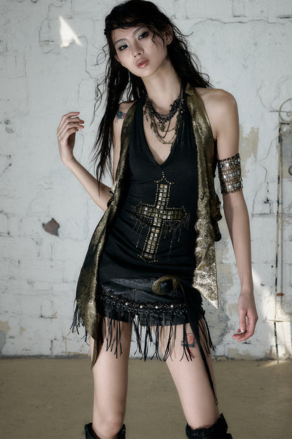 Retro Punk Knitted Halter Top