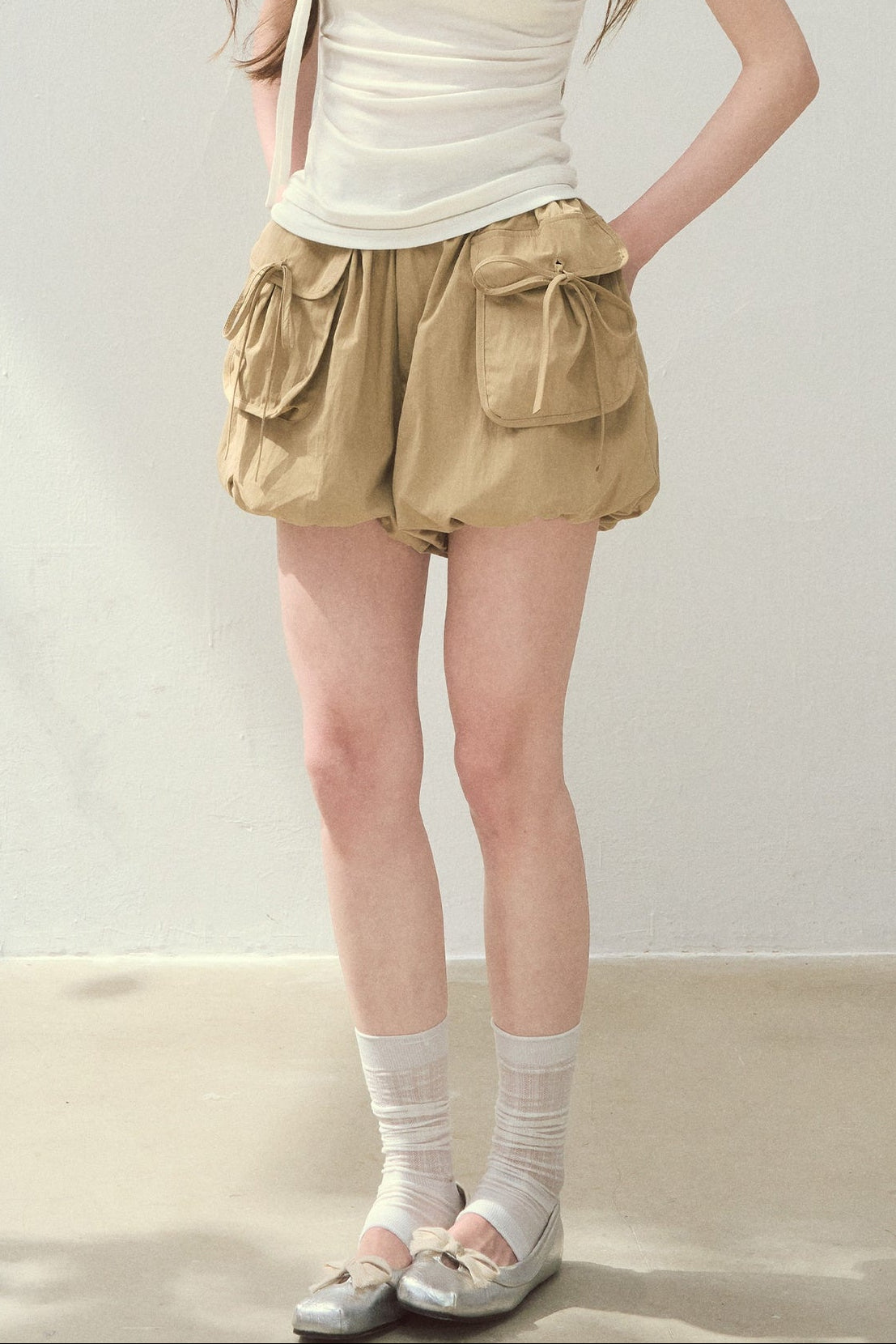 Cloud Cargo Bow Pumpkin Puff Shorts