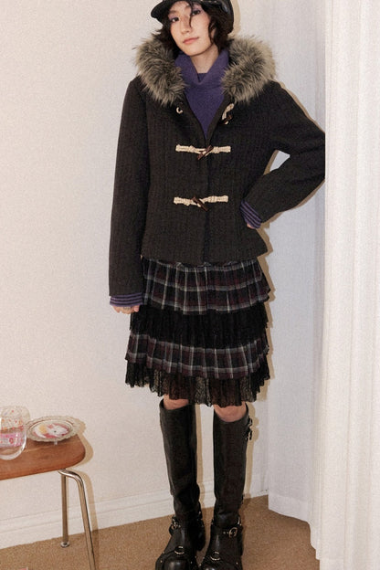 Short Tencel Wool Blend Duffle Jacket