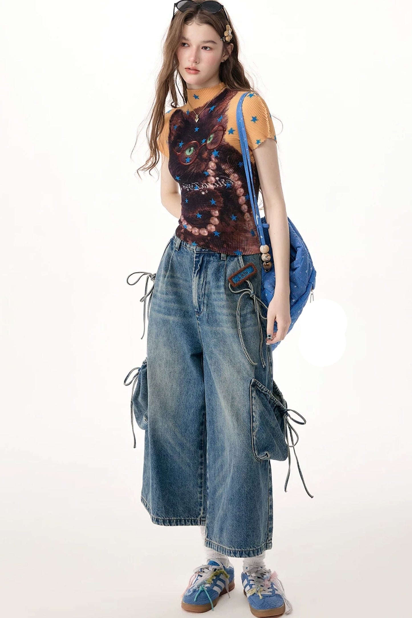 Cargo-Jeans mit weitem Bein