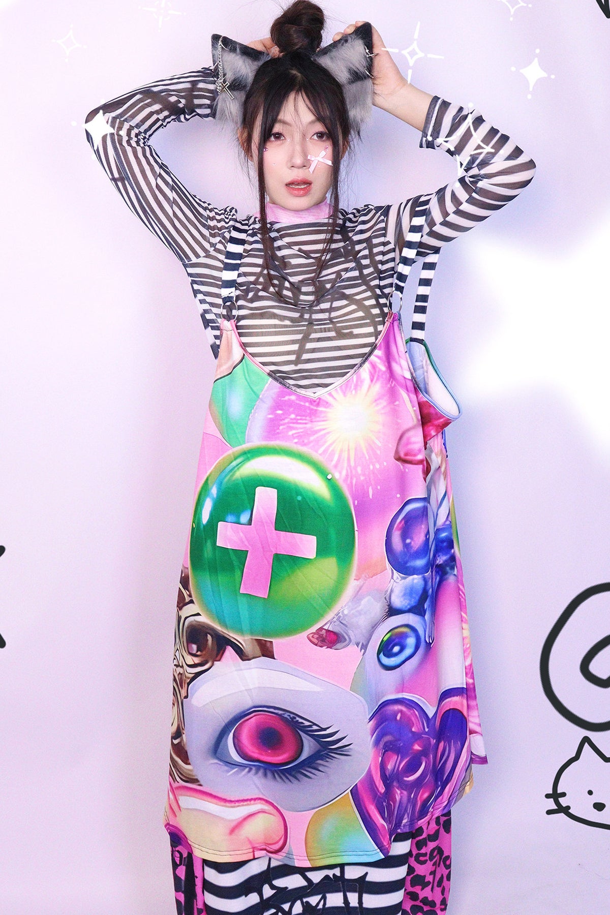 Subculture Printed Suspender Dress