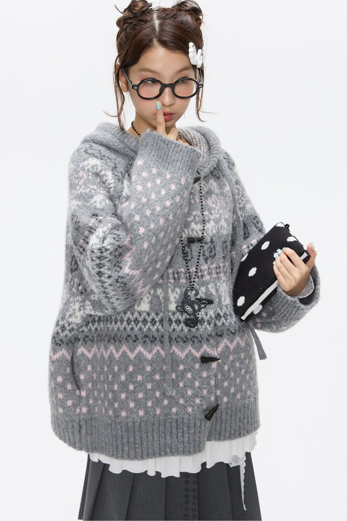 Fair Isle Duffle Button Cardigan