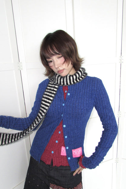 Candy-Colored Ribbed Versatile Button-Up Top