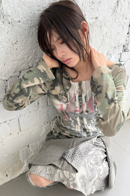 Wendbares Langarmhemd aus Camouflage-Jacquard