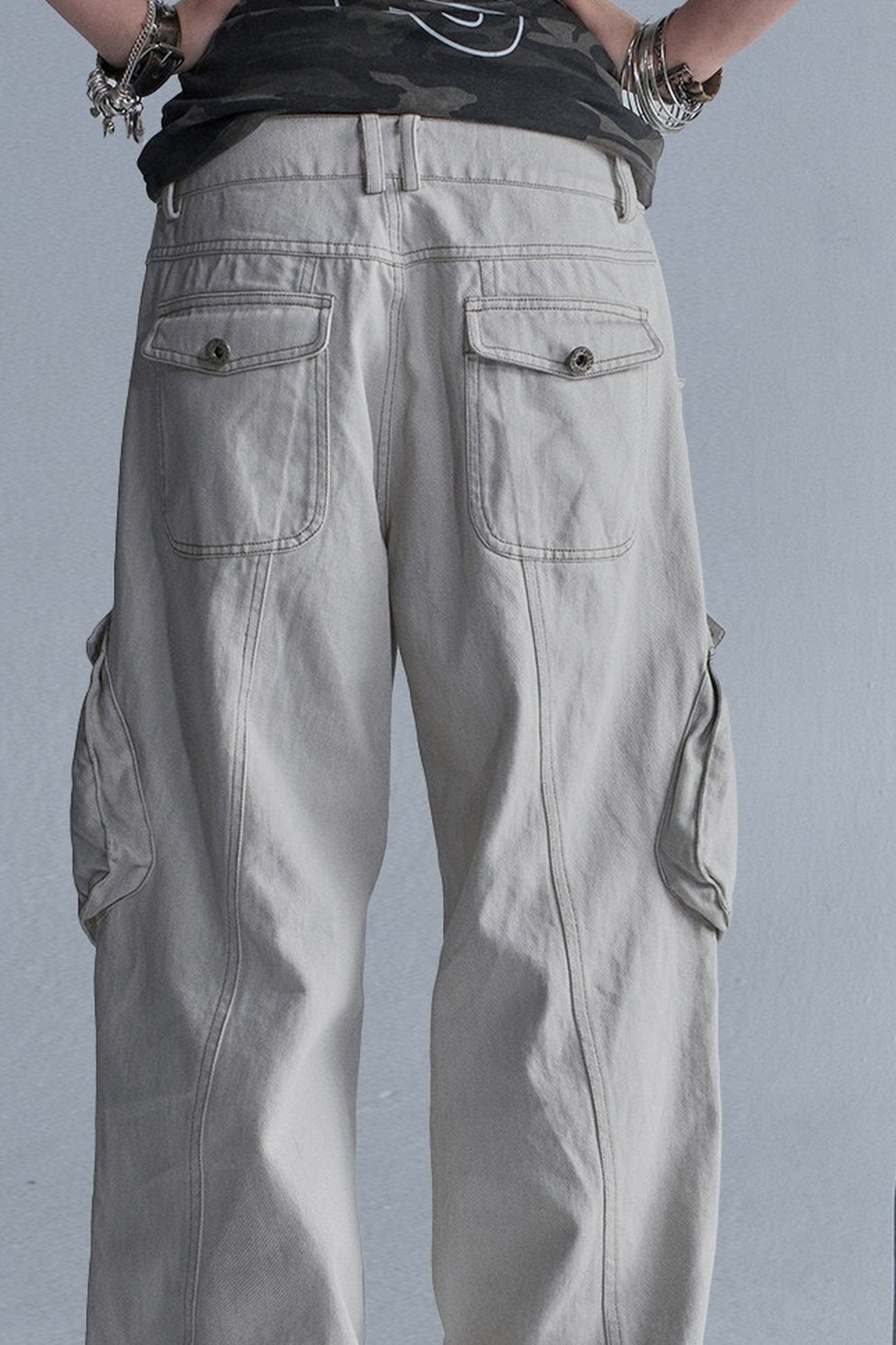 Tencel Cotton Color-Blocked Cargo Pants