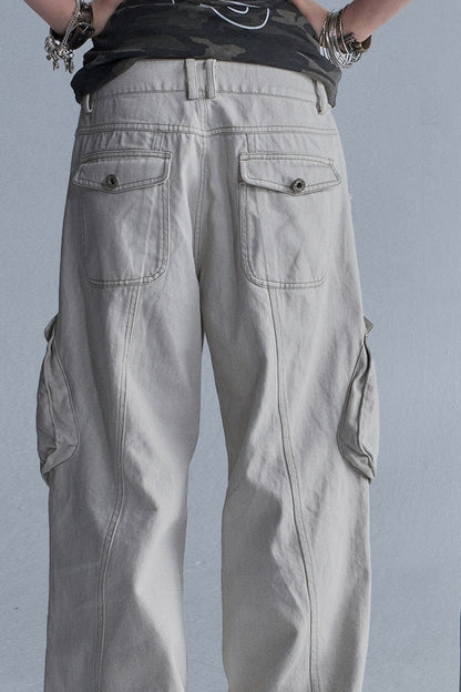 Tencel Cotton Color-Blocked Cargo Pants