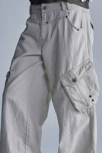 Tencel Cotton Color-Blocked Cargo Pants