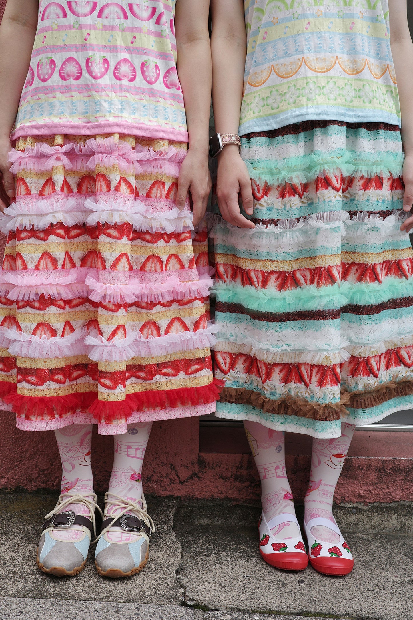 Strawberry Cake Lace Ruffle Skirt