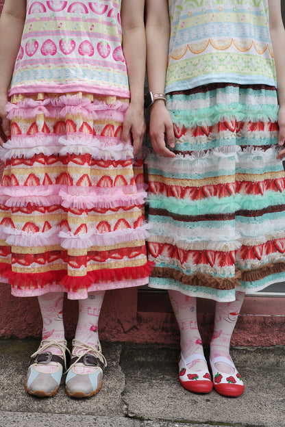Strawberry Cake Lace Ruffle Skirt