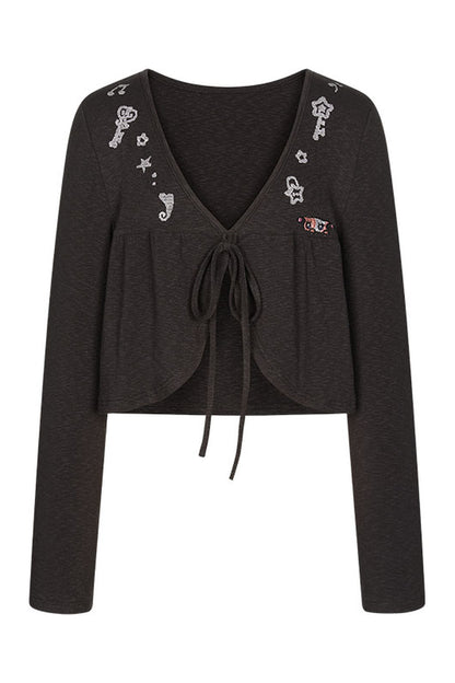 Snowflake Embroidered Cashmere Cardigan