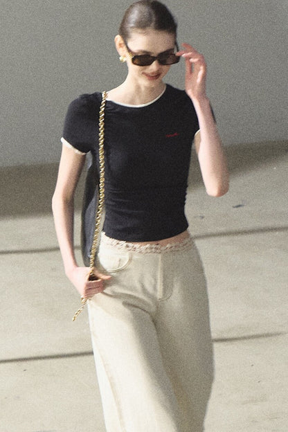 Color-Block Embroidered Summer Top