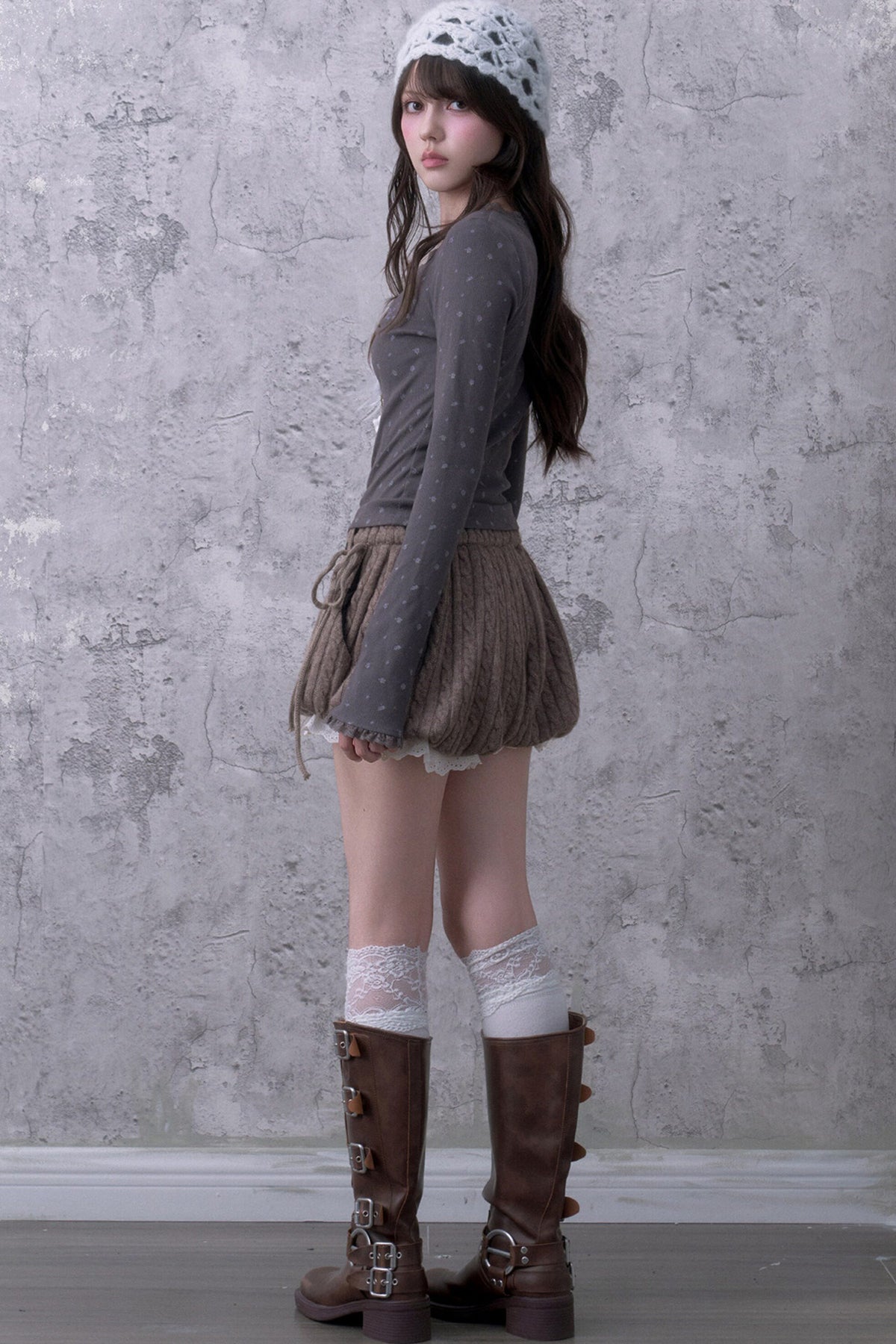 Soft Cable Knit Lantern Shorts