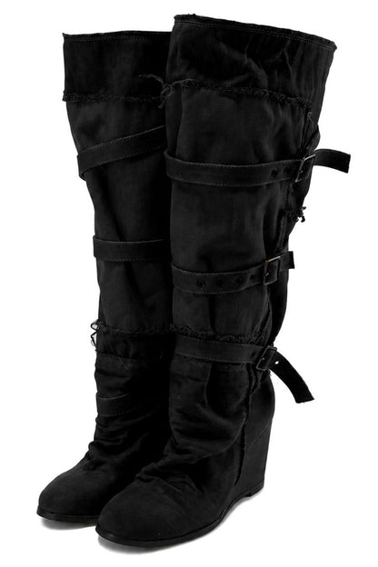 Distressed Wedge Boots