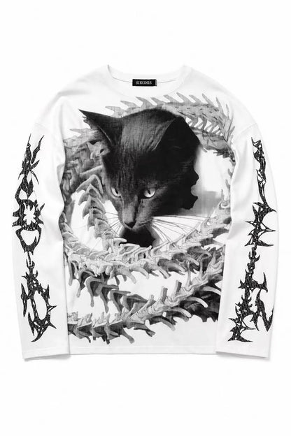 Loose Long-Sleeved Cat Top