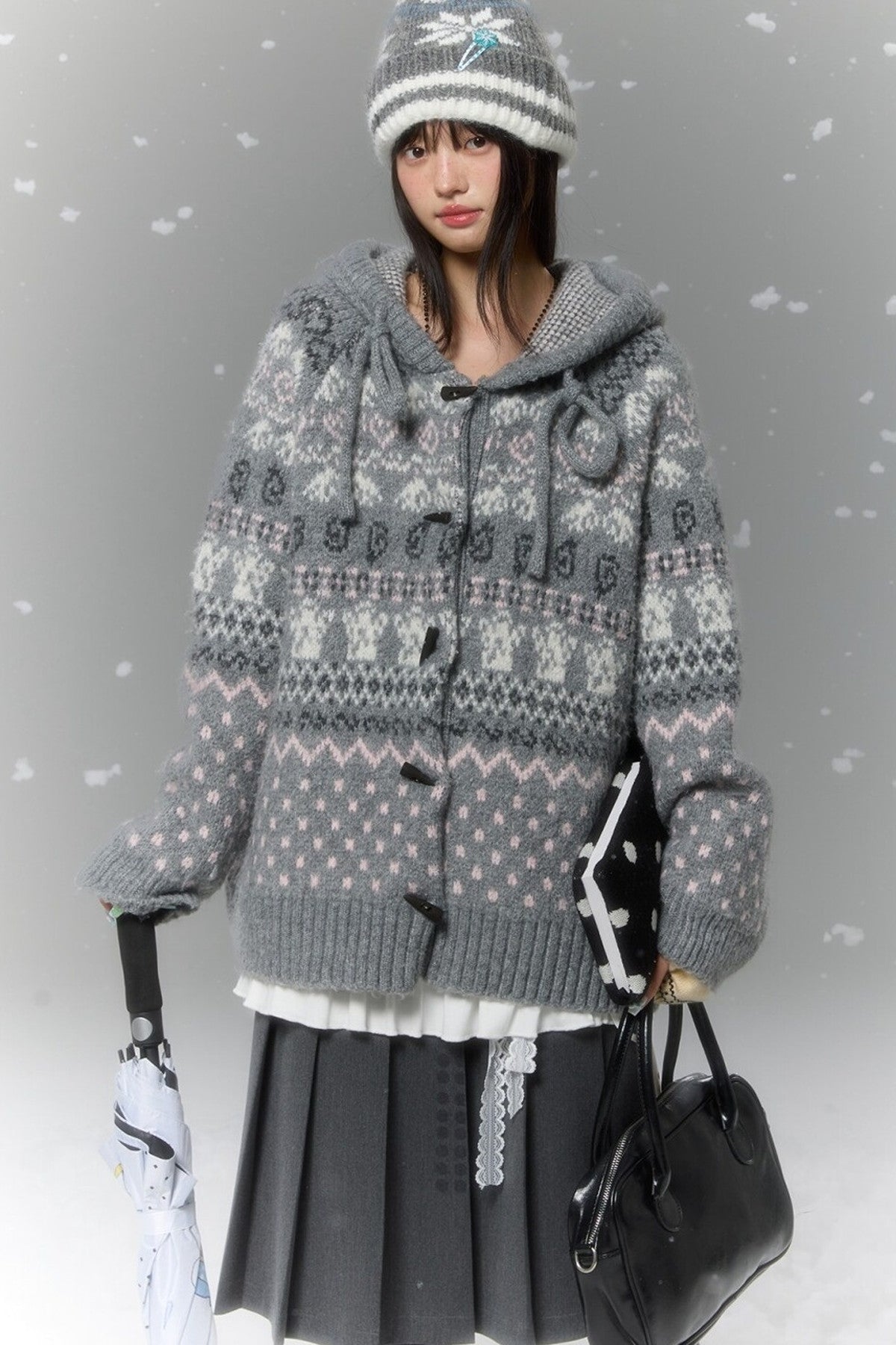 Fair Isle Duffle Button Cardigan