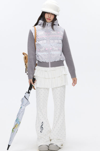 Fair Isle Sweater Down Coat