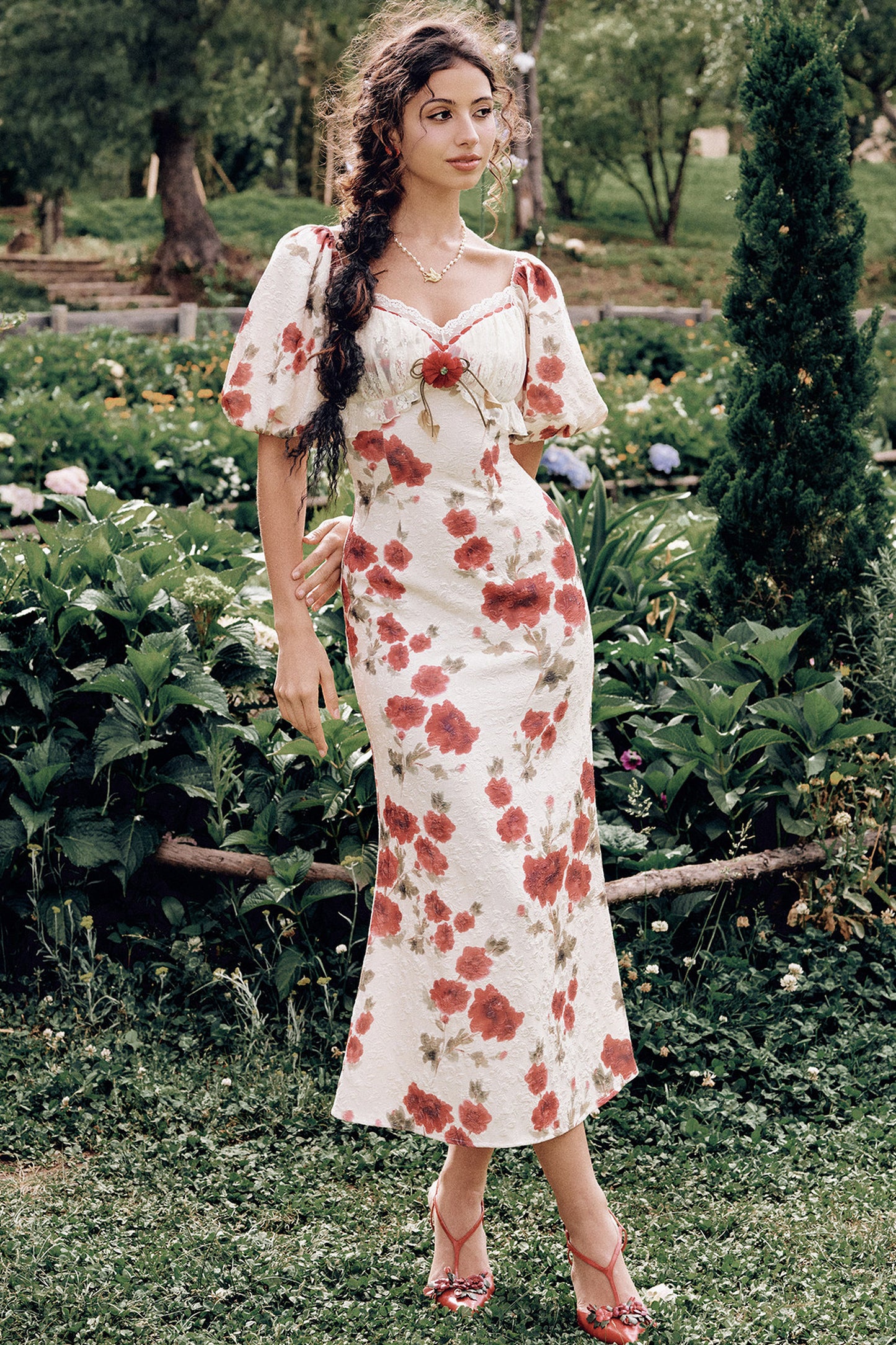 French Pastoral Floral Base Layer Top and Dress Set-Up