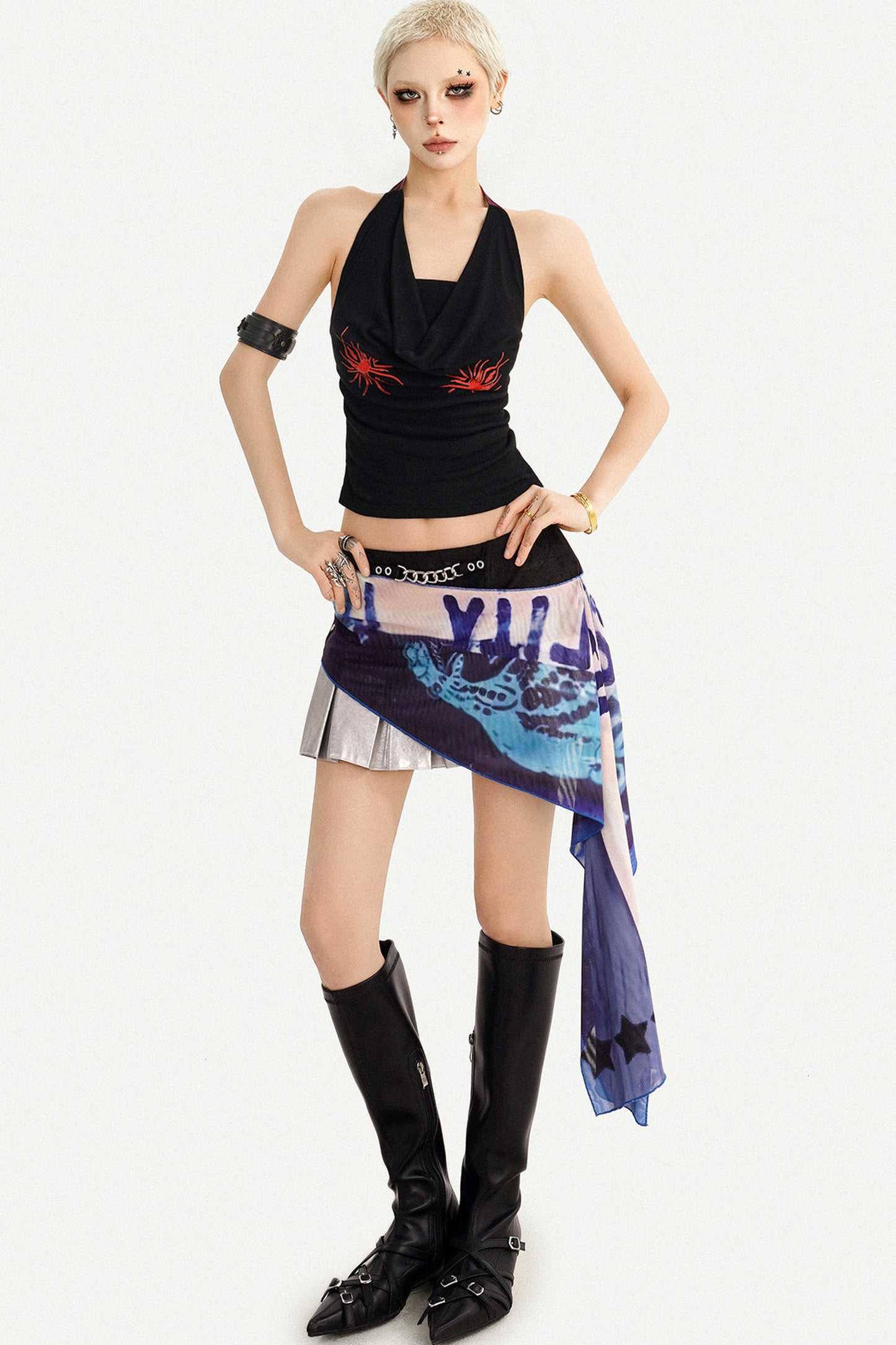 Irregular Asymmetrical Print Mini Skirt