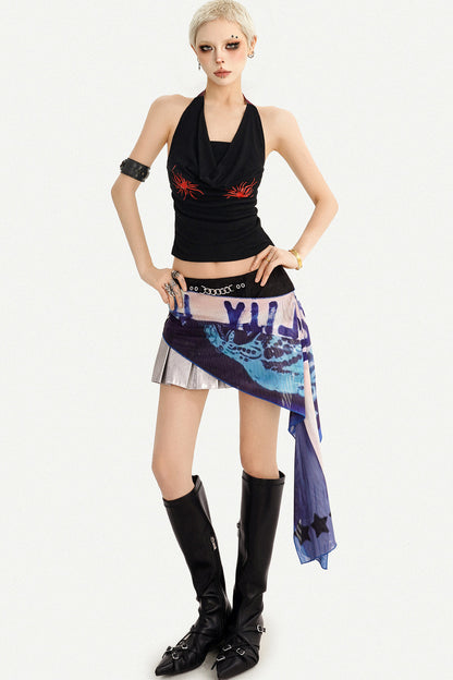 Irregular Asymmetrical Print Mini Skirt