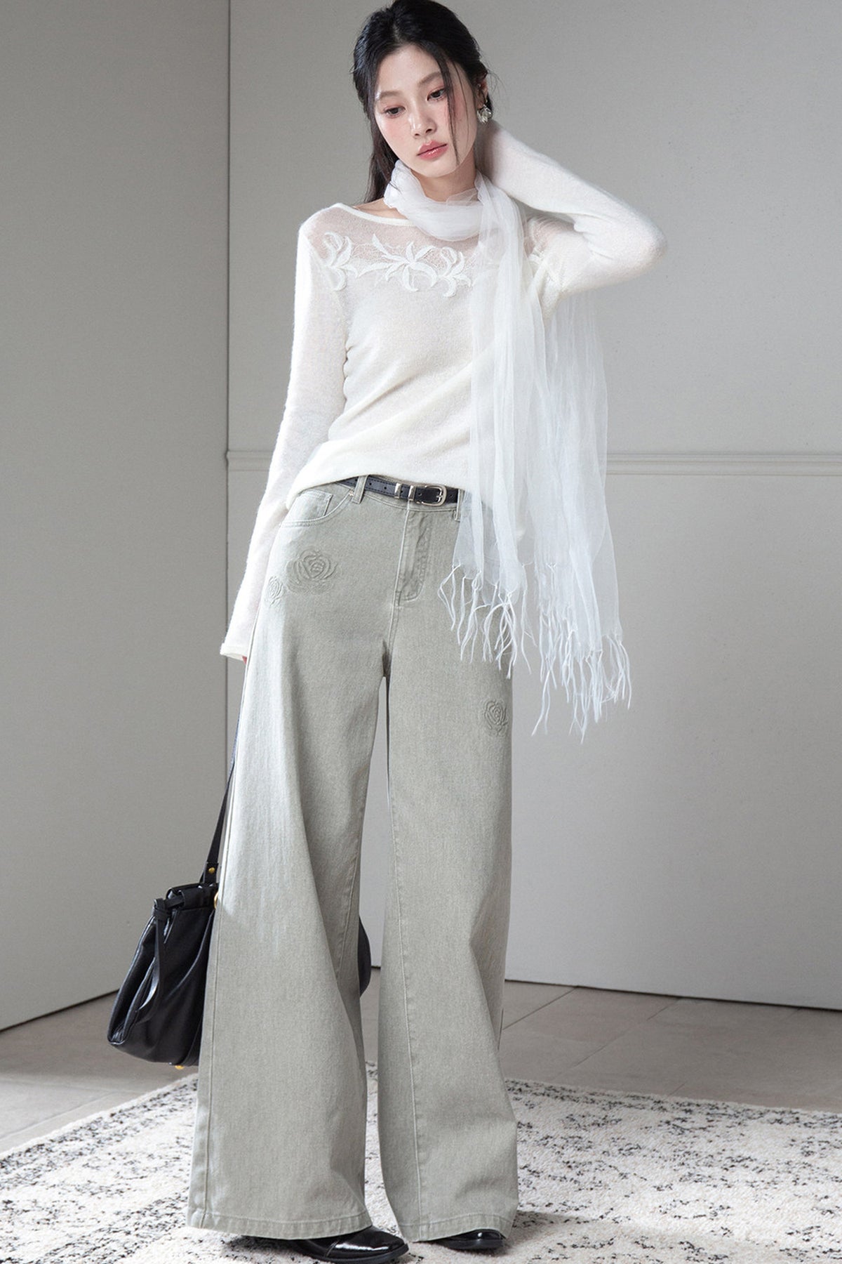 Washed Green Rose Jeans