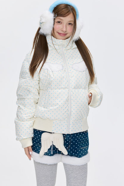 Hooded Polka Dot Down Jacket