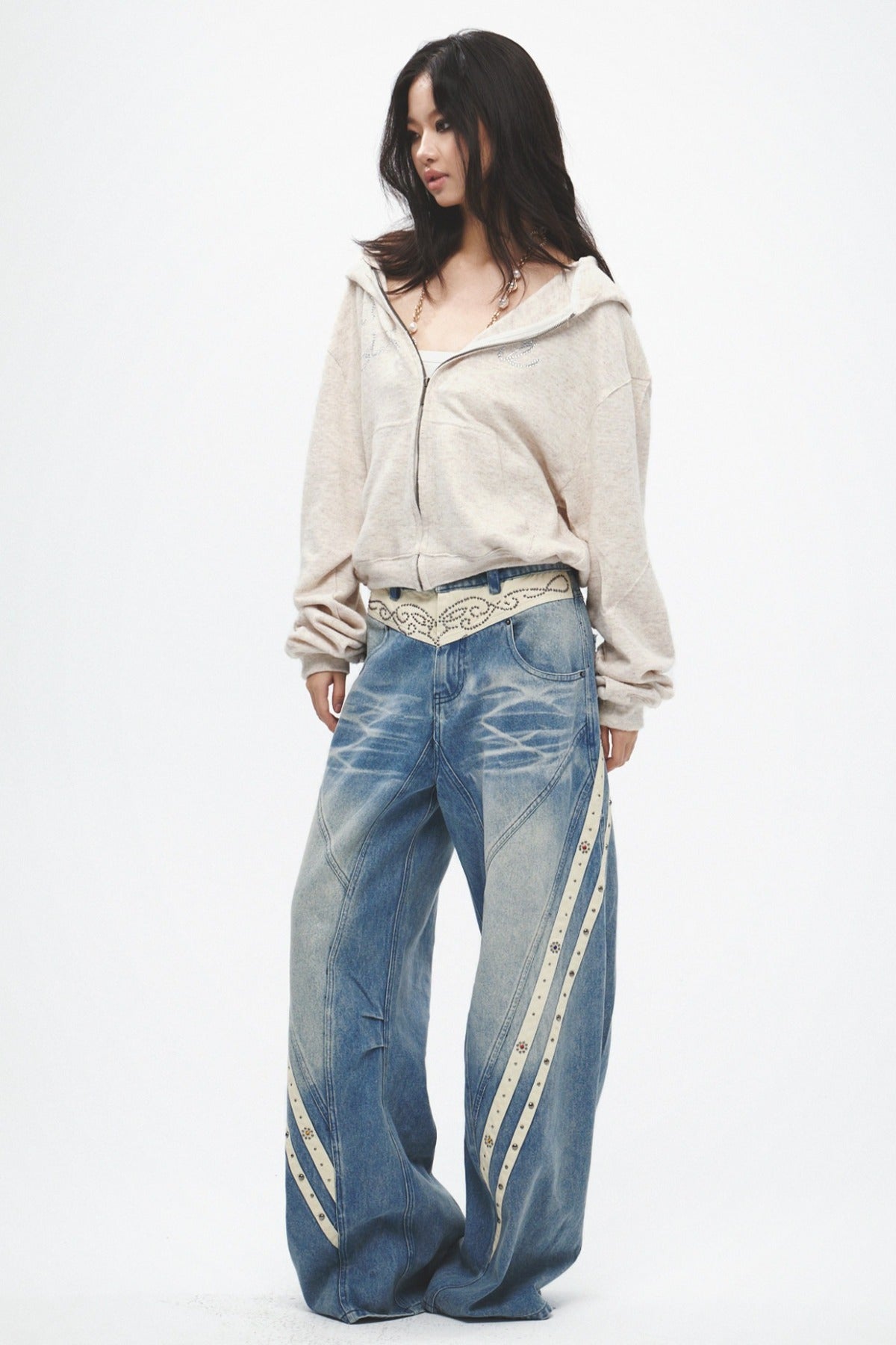 Striped Wide Leg Jeans