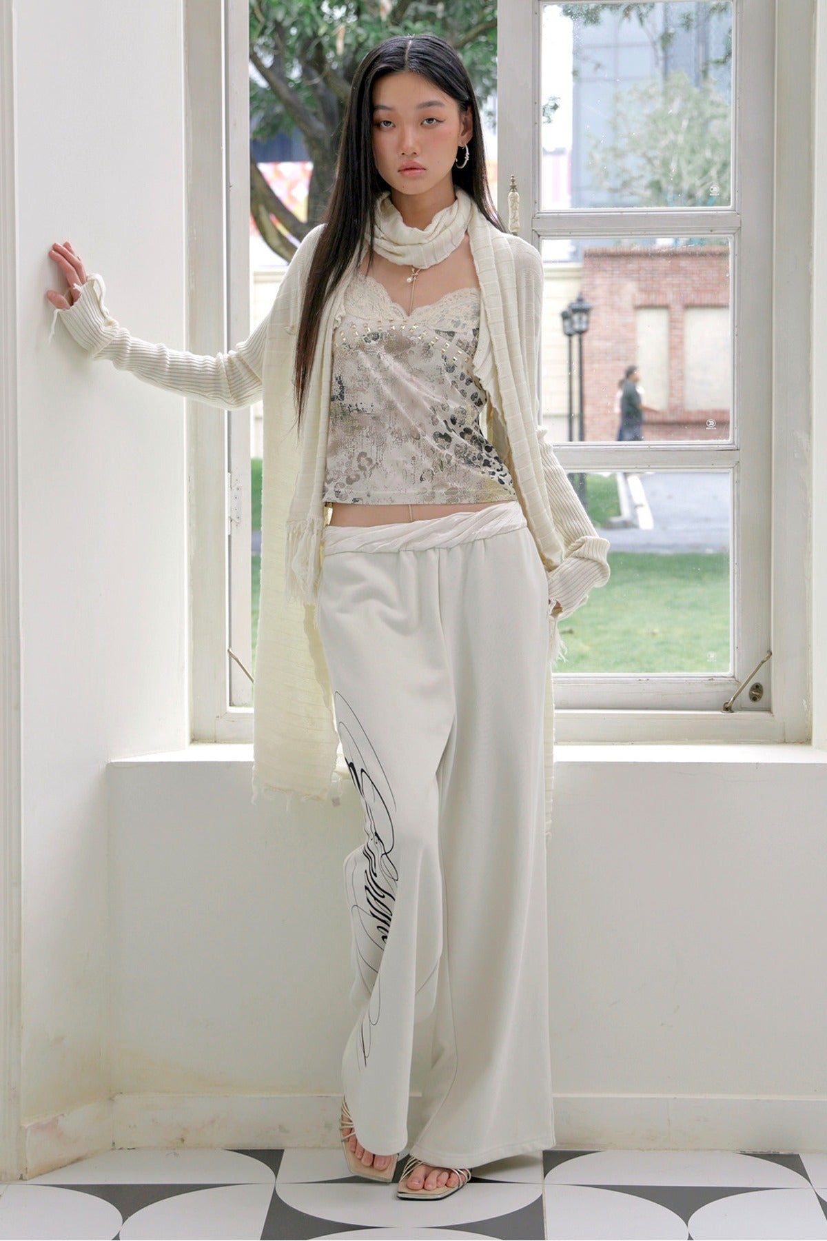 Satin Waistband Low-Waist Sweatpants