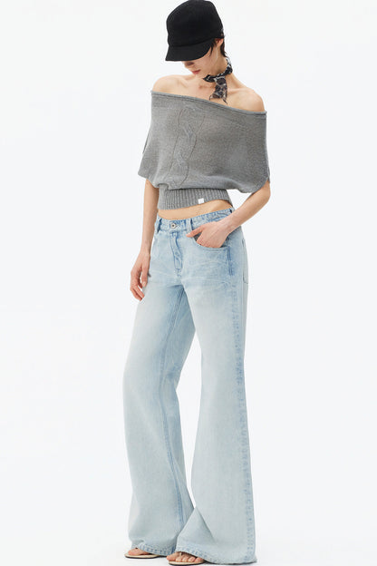 Wool Mohair Off-Shoulder Top