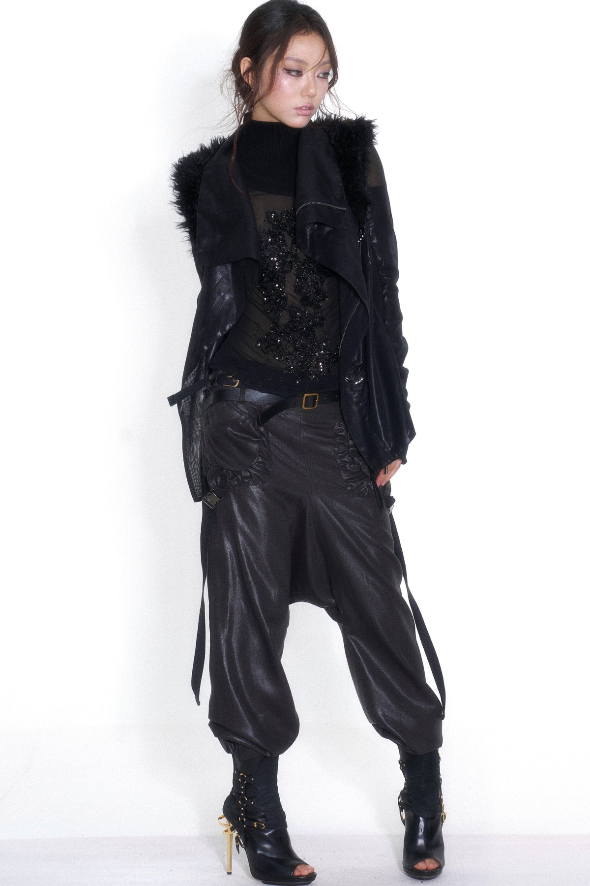 Tencel Double Belt Workwear Pocket Cuffed Pants