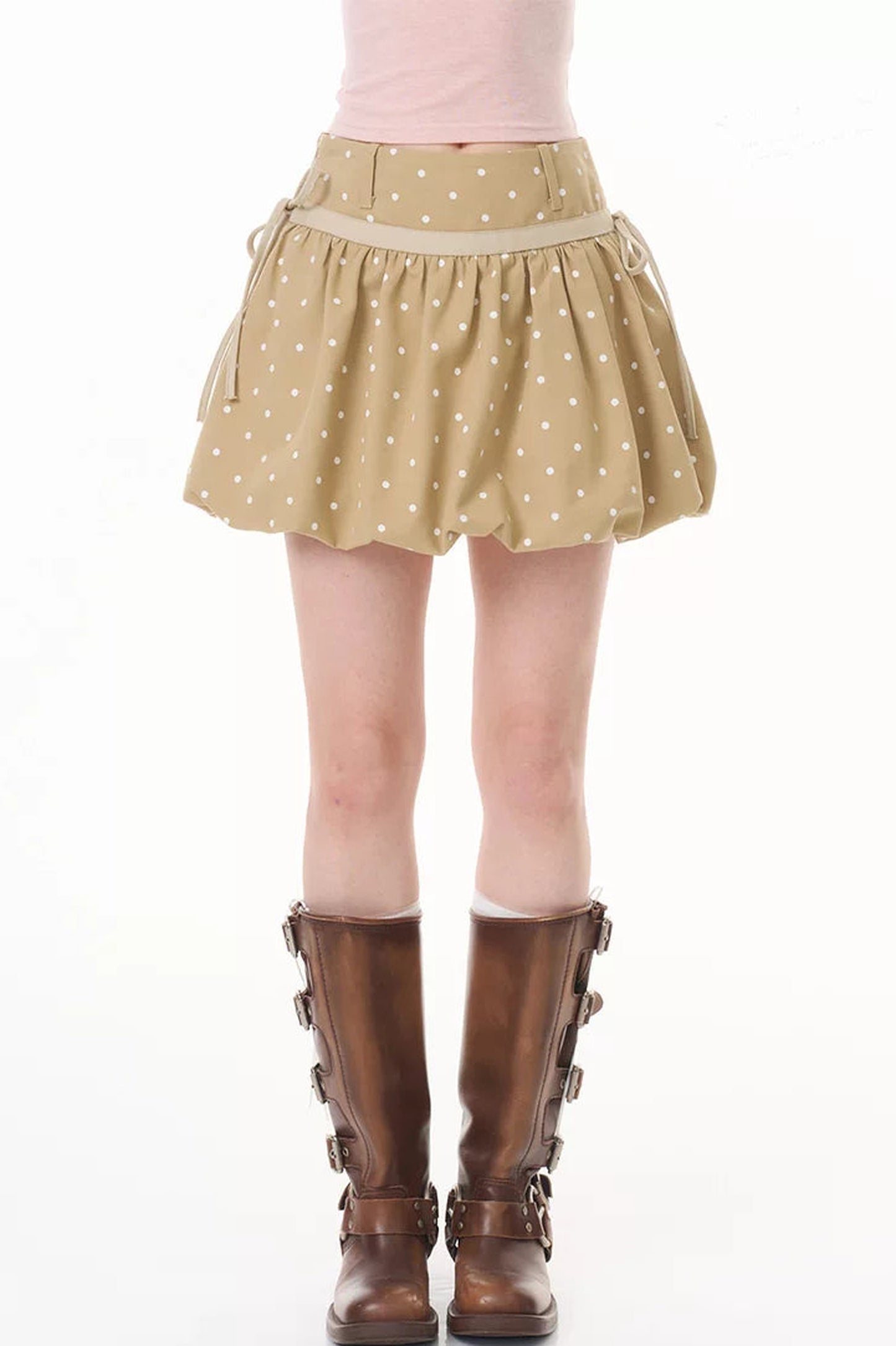 Oatmeal Latte Polka Dot Skirt