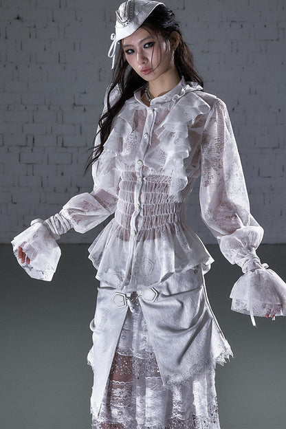 Lace Ruffle Collar Blouse