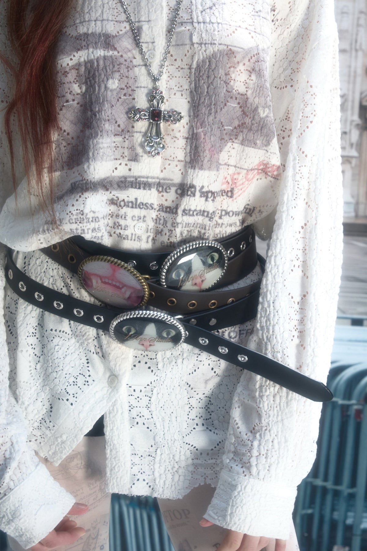 Cat Print Metal Buckle Belt