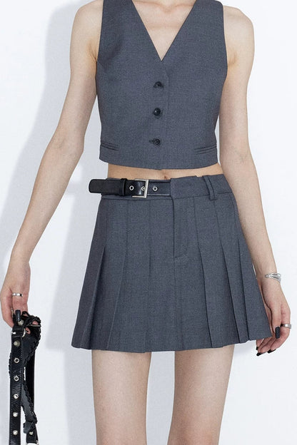 Blazer grigio scuro con scollo a V e schiena scoperta