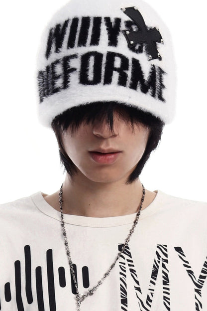 Studded Cross Jacquard Beanie