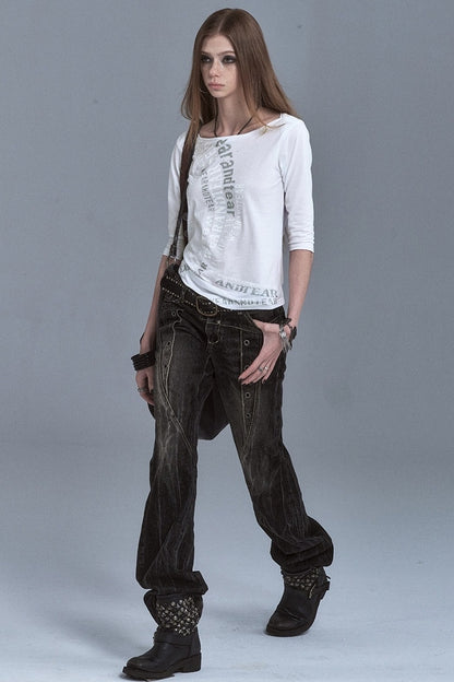 Off-Shoulder Long Sleeve T-Shirt