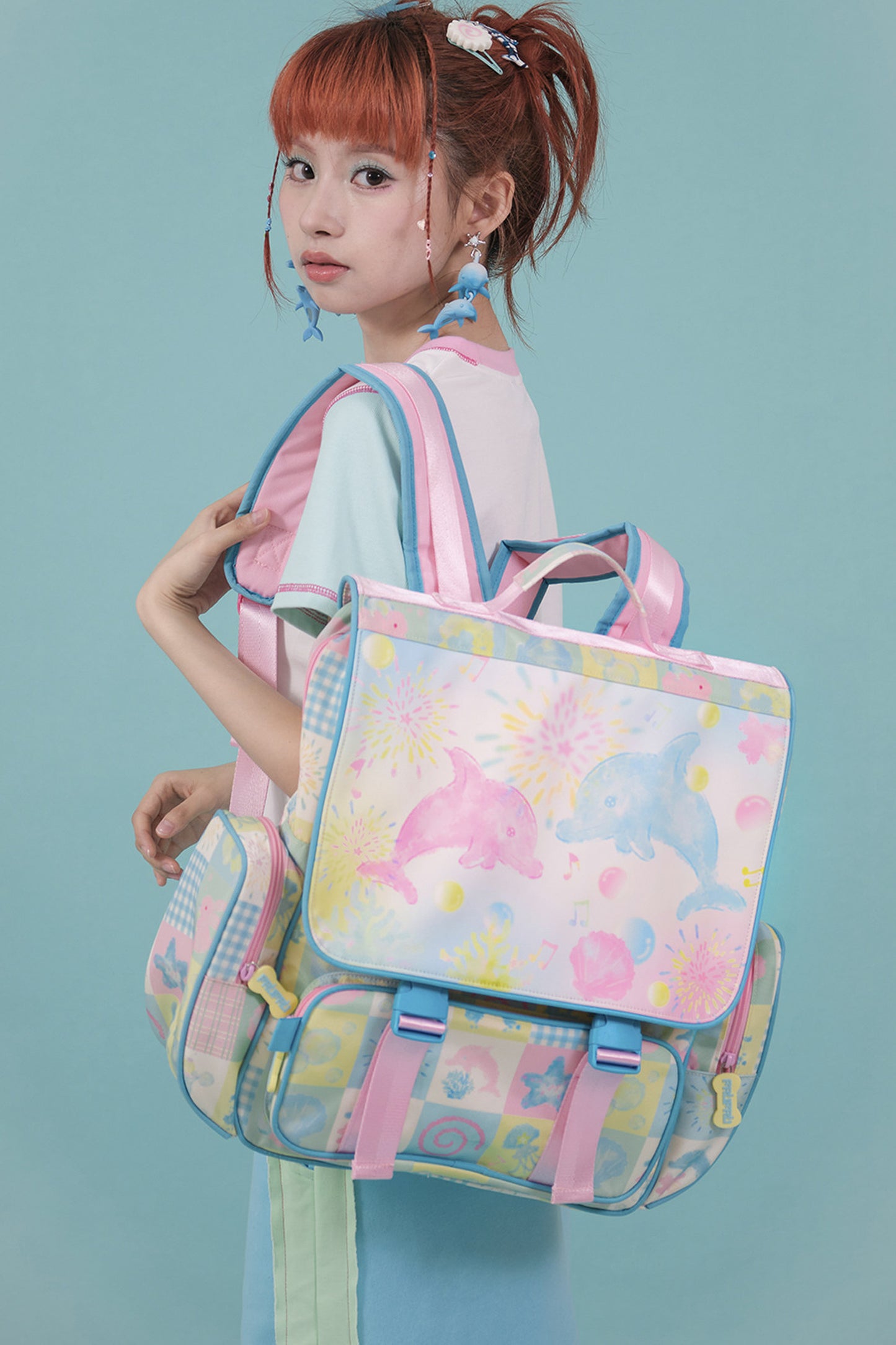 Large Capacity Dolphin Print Backpack