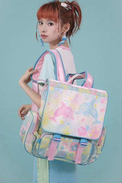 Large Capacity Dolphin Print Backpack