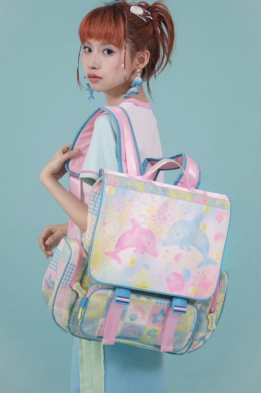 Large Capacity Dolphin Print Backpack