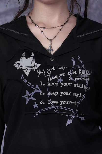 Dark Street Graffiti Mesh Hoodie