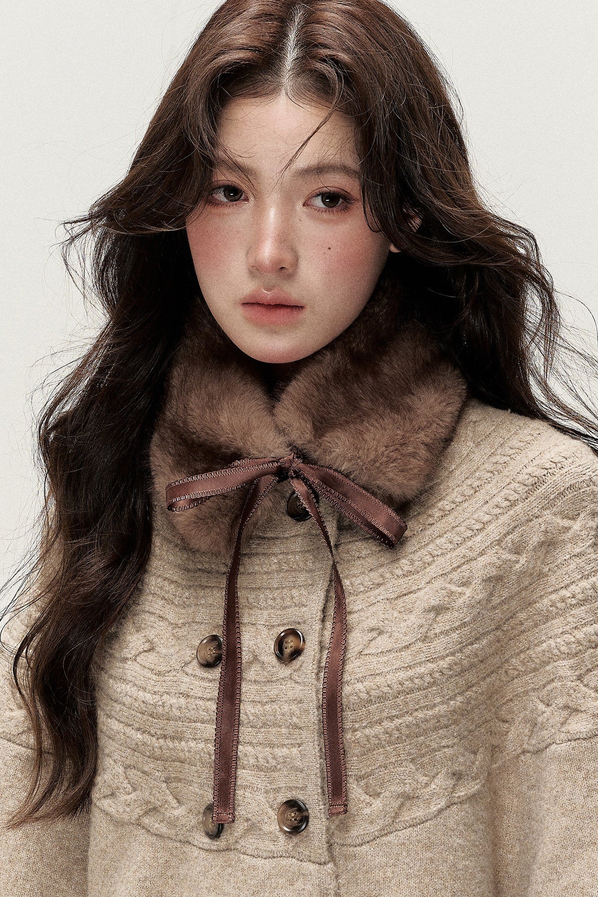 Retro Girl Bow Eco-Friendly Fur Collar