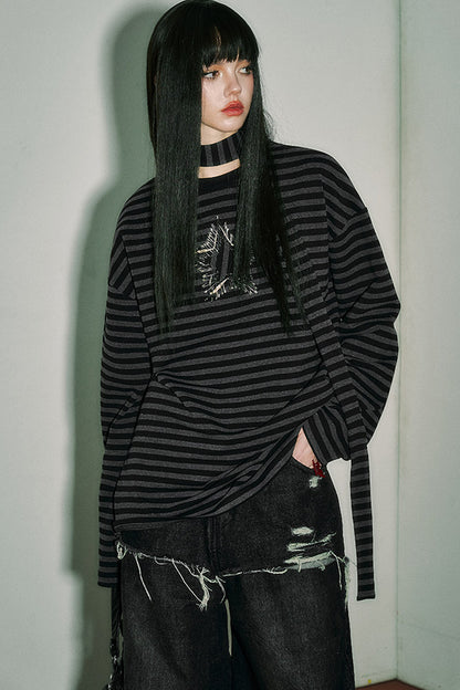 Striped Long-Sleeved T-Shirt Set-Up