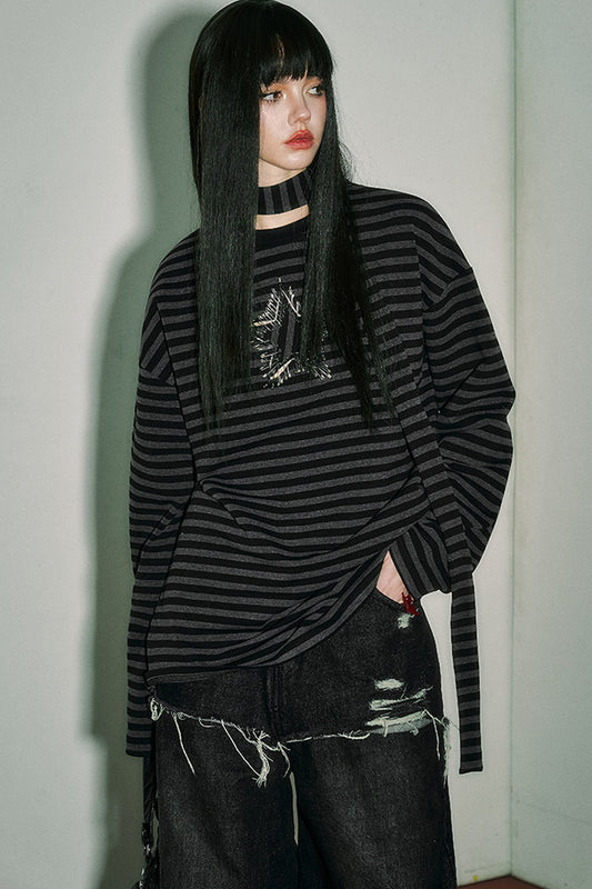 Striped Long-Sleeved T-Shirt Set-Up