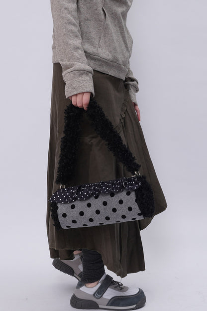 Polka Dot Ruffled Cylinder Bag
