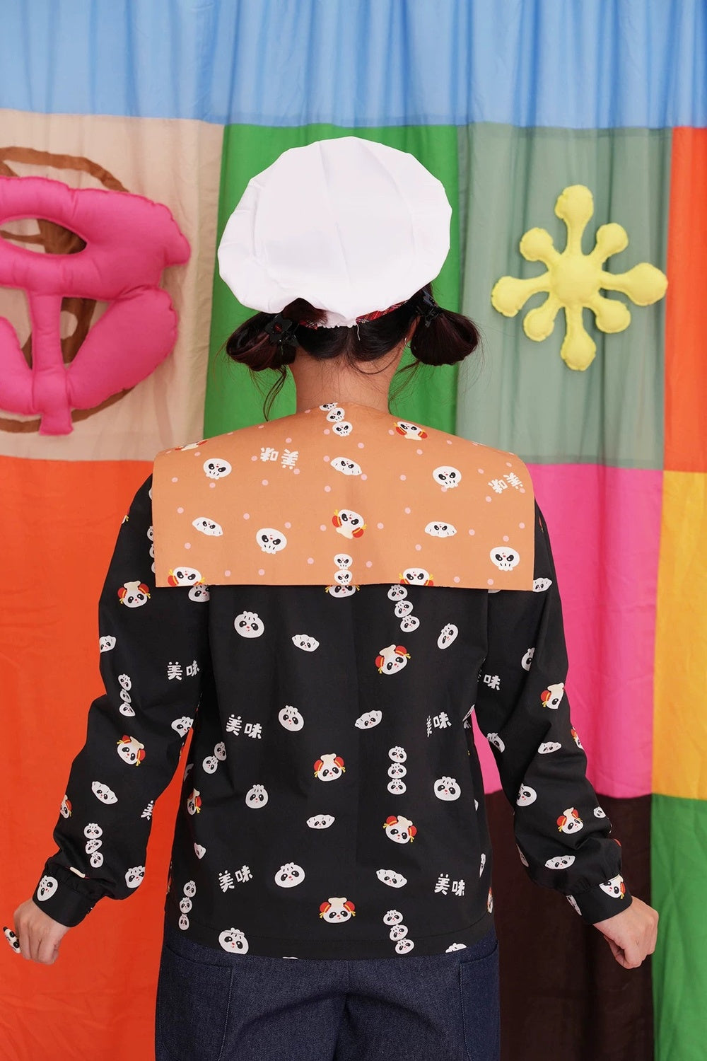 Panda Print Fake Collar
