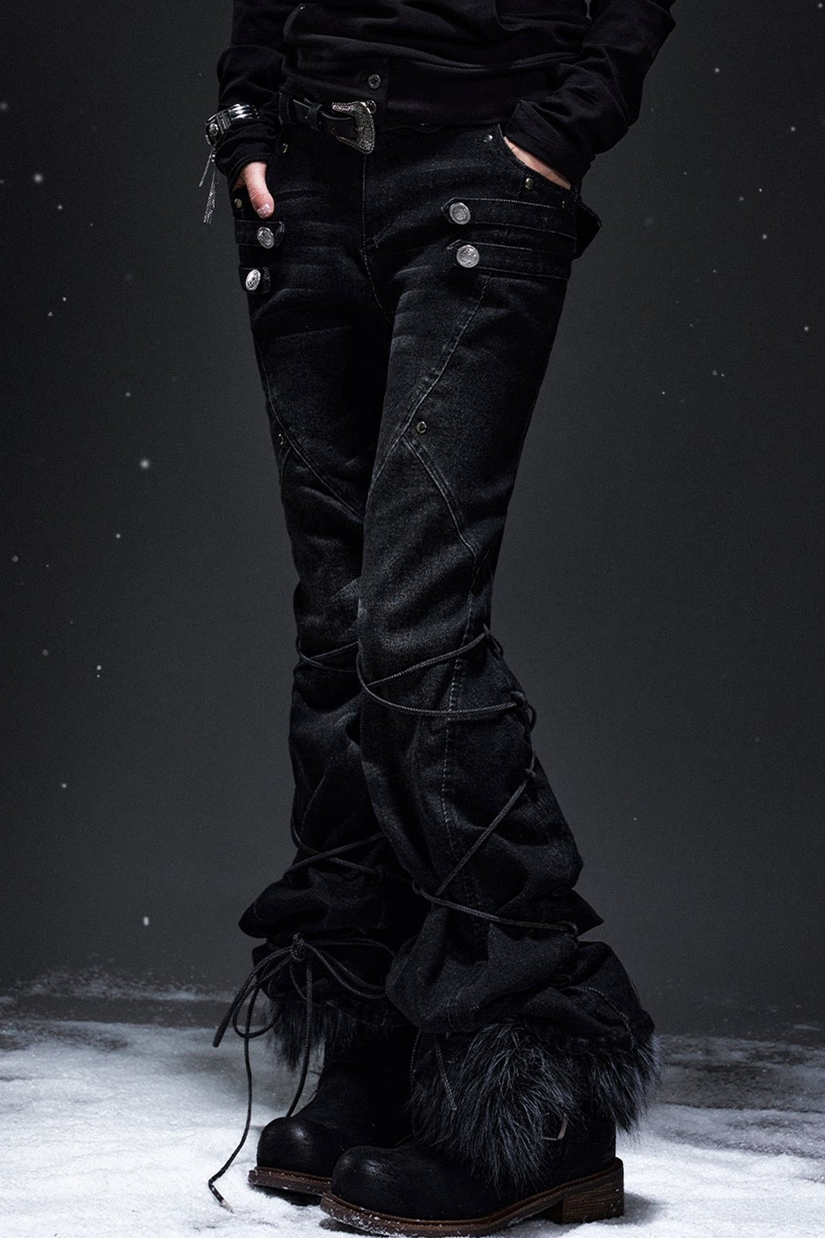 Punk Palace Lace-Up Flared Jeans