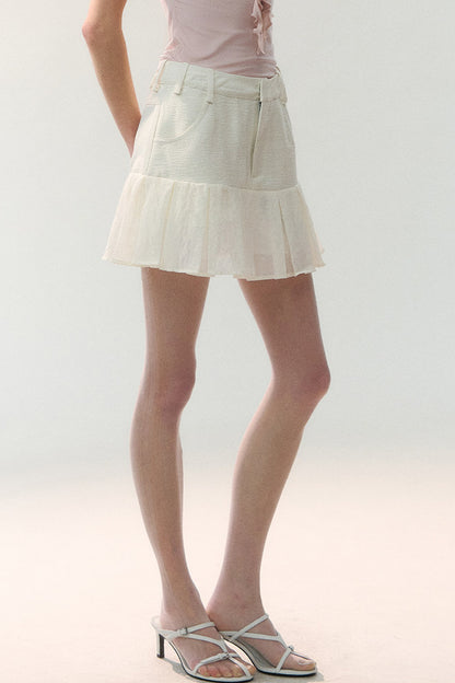 Textured Mesh Layered Mini Skirt